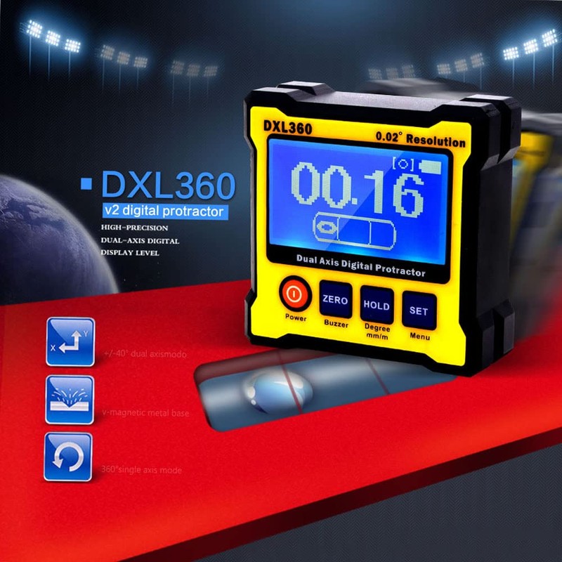 Daconovo DXL360 Biaxial Digital Angle Protractor with 5 Sides Magnetic
