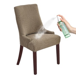 KELUINA Jacquard Waterproof Stretch Wingback Chair Cover Slipcover - Reusable Protector Cover for Dining Room Banquet Home Decor etc Machine Washable Hand Washable (Sand,1PC)