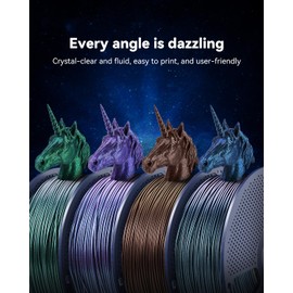SUNLU 4KG Galaxy PLA Filament Bundle 1.75mm, Color-Shifting Pearlescent Glitter PLA 3D Printer Filament, Galaxy Peacock, Green, Purple, Brown, 4 Pack, 1KG/Roll