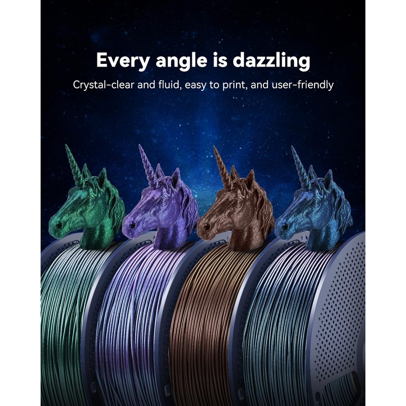 SUNLU 4KG Galaxy PLA Filament Bundle 1.75mm, Color-Shifting Pearlescent Glitter