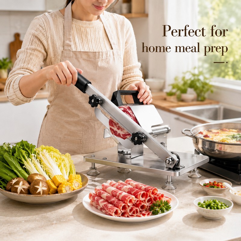 Manual Food Slicer with Adjustable Thickness – Stainless-Steel Lever Cutter