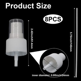 Waziaqoc 8PCS Spray Bottle Top, Nozzle Sprayer Tops Replacement, 24mm Plastic Sprayer Pump, Fine Mist Sprayer for Essential Oil, Cleaning Solutions, White