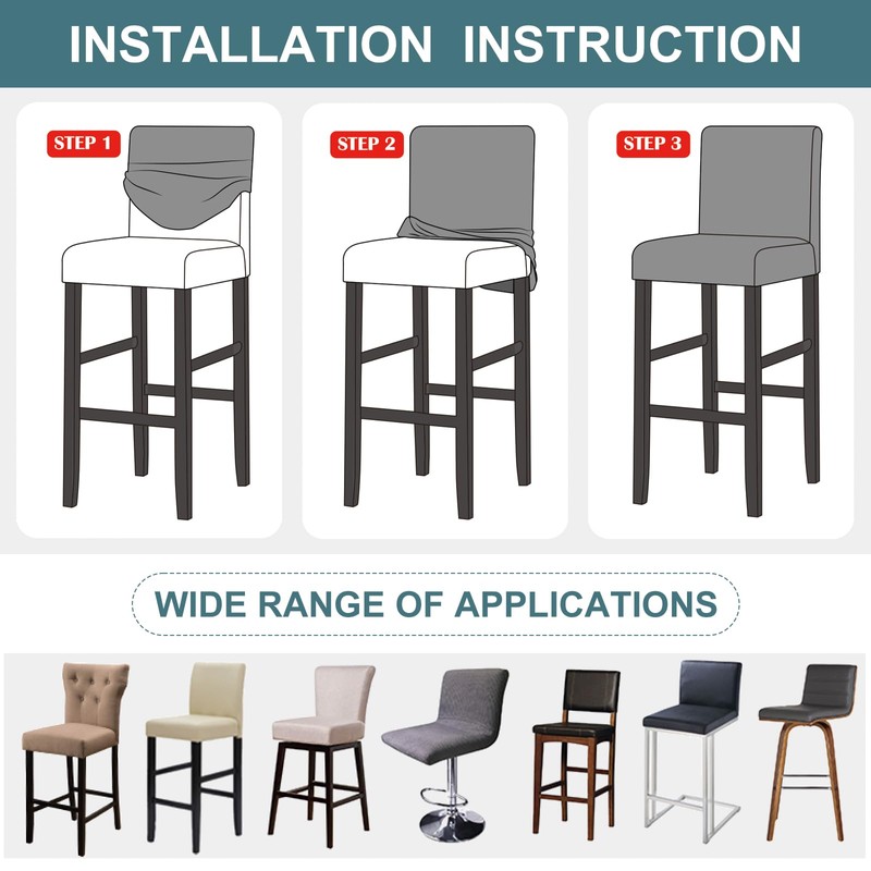 Lellen Bar Stool Chair Covers Set of 4，Jacquard Bar Stool