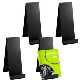 4 Pcs Metal Fancy Brochure Holder Display Flyer Brochure Holder Stand Table Vertical Countertop Literature Organizer for Booklets Pamphlet Magazine Menu Journals(Black)