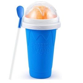 Slushy Cups -  Slushie Maker For Any Drink Comes With Spoon, Lid, Cleaning Brush (all ages) Kitchen Silicone utensils For Kids Straw Mug - Color: Blue - 330ml