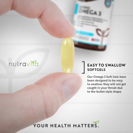 Nutravita Omega 3 Capsules High Strength 2000mg with 660mg EPA & 440mg DHA, 240 Softgel Omega 3 Fish Oil Capsules for 4 Months of Supply