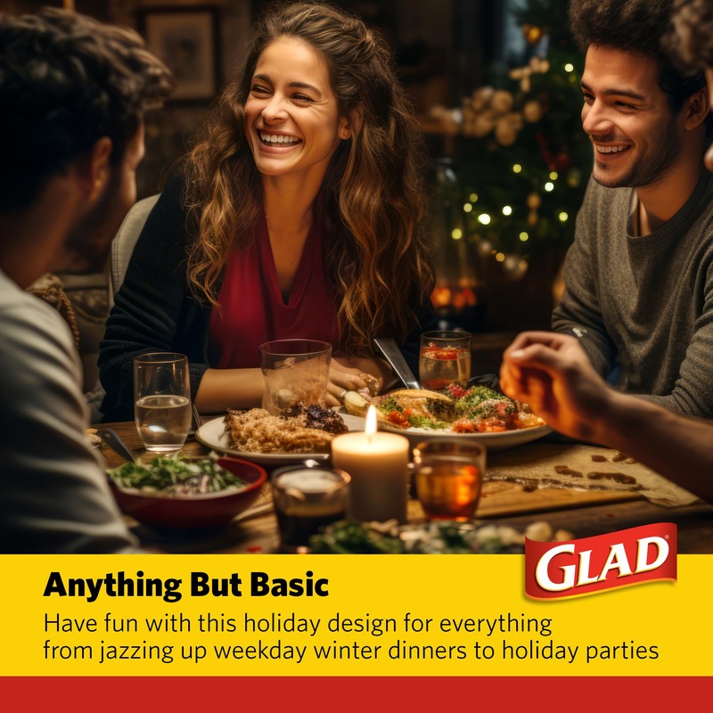 Glad Everyday Clear Plastic Cups, Holiday Grey Snowflake Design -
