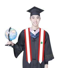 SNUWITH Lebanon Flag Graduation Sash/Stole/Scarf 180X13CM Double Sided for Study Aboard International Students Graduation Decoration Item Gift