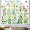 Tanlaby Spring Summer Flower Window Stickers Floral Grass Wildflower Window