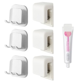 6個のセット 歯ブラシホルダー チューブクリップ 歯磨き粉 洗顔料 シェーバー タオルの収納に適しています 浴室収納