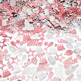 BURGEON Confetti Birthday Table Decoration, Happy Birthday Confetti Rose Gold, Scatter Decoration Birthday Decoration Girls Boys Children for Birthday Parties, Rose Gold, 15 g