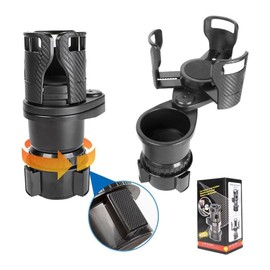 Car Cup Holder Expander All Purpose Insert Cup Station 2 in 1with Adjustable Base Multifunction Drink Adapter Adjustable Expandable Cupholder Black