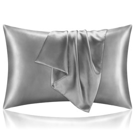 BEDELITE Satin Pillowcase for Hair and Skin, Super Soft and Cooling Similar to Silk Pillow Cases 2 Pack with Envelope Closure, Gift for Women Men(20"x26" Standard Size, Grey)