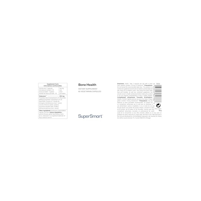 Supersmart - Bone Health Supplement - 100% Natural Formula with