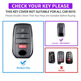 QBUC 2pcs for Toyota Key Fob Cover Tacoma Prius Venza Corolla Crown Sequoia Tundra Grand Highlander RAV4 Prime，4 Buttons Remote for Toyota Key Protection Case Key Chain Car (Black)