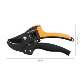Fiskars PowerStep Pruner Anvil P83, Cutting diameter: 2.4 cm, Steel blades with non-stick coating, Length: 19 cm, Black/Orange, 1000575