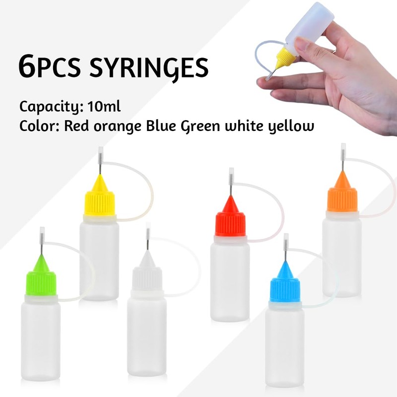 Pack of 6 Needle Bottles, 10 ml Dosing Bottle, Plastic
