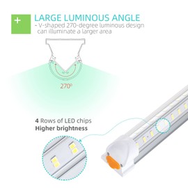 SUERCAI.YO 3FT LED Shop Light, 36W 5000lm Super Bright 6500K, Clear Cover, V-Shape, T8 LED Light Fixture, Linkable LED Shop Lights for Garage Workbench Workshop(2 Pack)