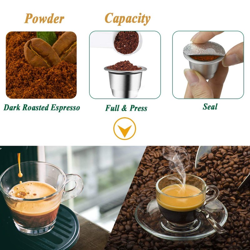 CAPMESSO Reusable Espresso Capsules Refillable Coffee Pod Stainless Steel Cups