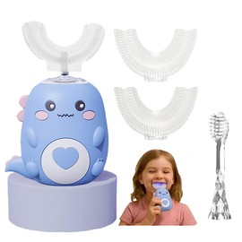 OCEBEEC Cepillo de Dientes Eléctrico Infantil U Dental Pro Sensorial 360 - Tecnología Avanzada, en forma de U,para Niños de 2 a 12 Años, 3 Modos de Cepillado, Función de Memoria Automática (Azul)