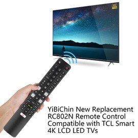 Replacement Remote RC802N for TCL TV Remote Control ARC802N RC802N YUI1, Compatible with TCL Thomson Smart 4K LCD TV, 32DS520 40S6000FS 49DP600 49S6000FS 50DP600 F43S5916 H32S5916 - NO SETUP REQUIRED