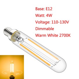 Rayhoo E12 Dimmable LED Candelabra Light Bulbs 4W 110V Edison Light Bulb, T20 Tubular Shape, 400LM, 40W Incandescent Replacement, 2700K Warm White, 6-Pack