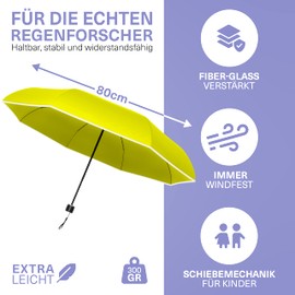 STYNGARD Stockholm Children's Umbrella with Safety Reflectors and Reflective Band – Children's Umbrella Girls & Boys – Children's Umbrella Children's School Bag Model Stockholm, yellow