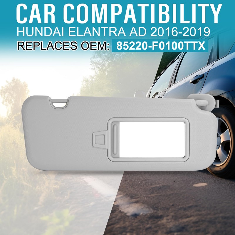 Grey Right Passenger Side Sun Visor with Mirror Compatible with