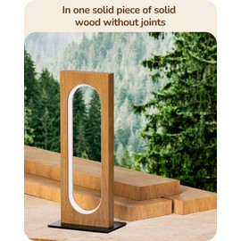 EDISHINE LED Table Lamp, Wooden Bedside Lamp with 3 Color Temperatures & Dimmable, Touch Control Square Nightstand Lamp for Bedroom Living Room, Memory Function, Dark Pearwood Color