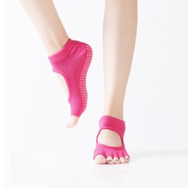 Non-slip Plain Pilates & Yoga Socks for Home Training Toe Charcoal