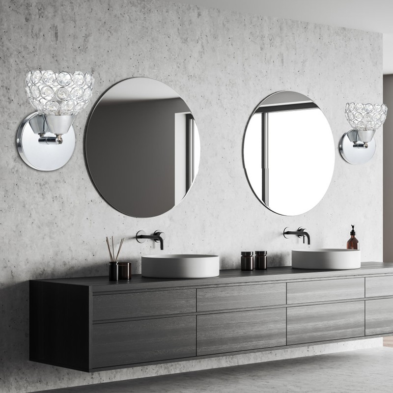 Crystal Wall Sconces Modern Wall Lamp E26 Socket Round Bedroom