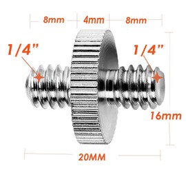 1/4 Male to 1/4 Male Thread Screw Adapter Convert Tripod Screw Converter Double Head Stud Screw Rubber with Screw Cap Set of 2