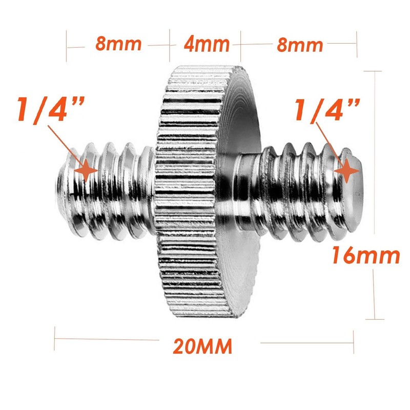1/4 Male to 1/4 Male Thread Screw Adapter Convert Tripod