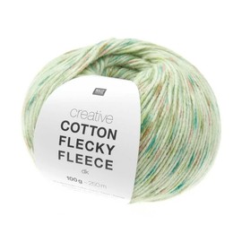 Rico Design 100 g Creative Cotton Flecky Fleece dk - Colour: 13 - Green - Plain Fleece Inserted In The Printed Cotton Threads
