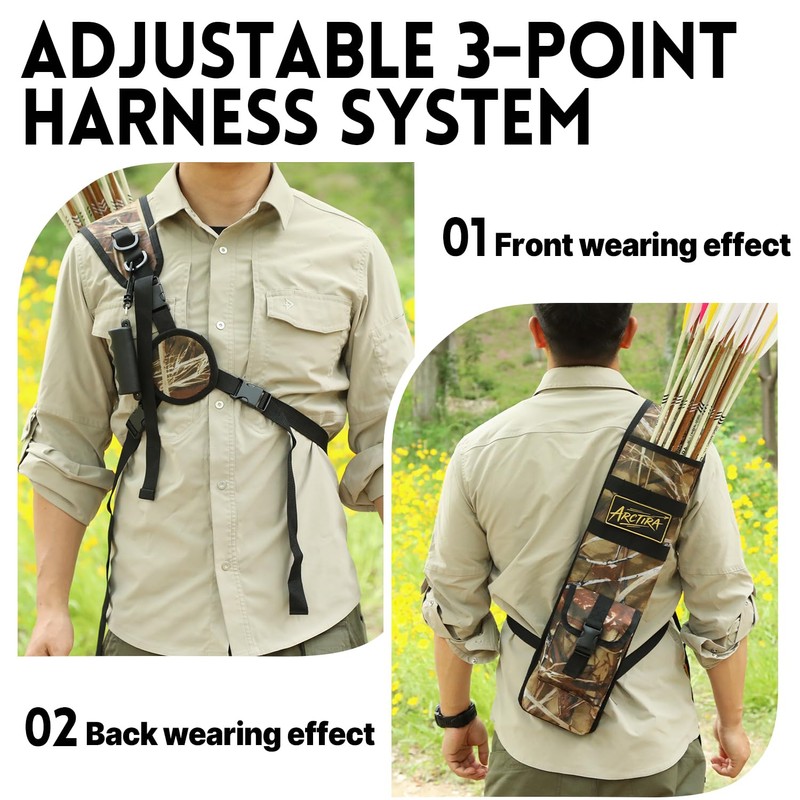 ARCTIRA Archery Back Quiver Arrow Holder with Puller Lightweight Adjustable