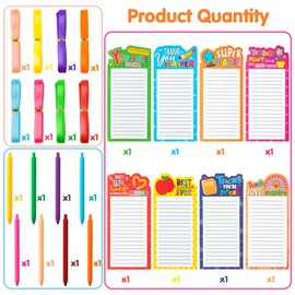 24P Teacher Notepads with Pen Teacher Appreciation Gifts, Motivation Positive Journal with Flower Pattern Border Portability Pocket Notebook, Teacher's Day Birthday Gift Office Home Present Supplies