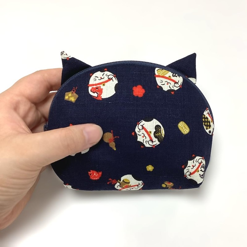 Kyoto Cat Pattern Pouch, Made in Japan, Japanese Pattern, Cotton,