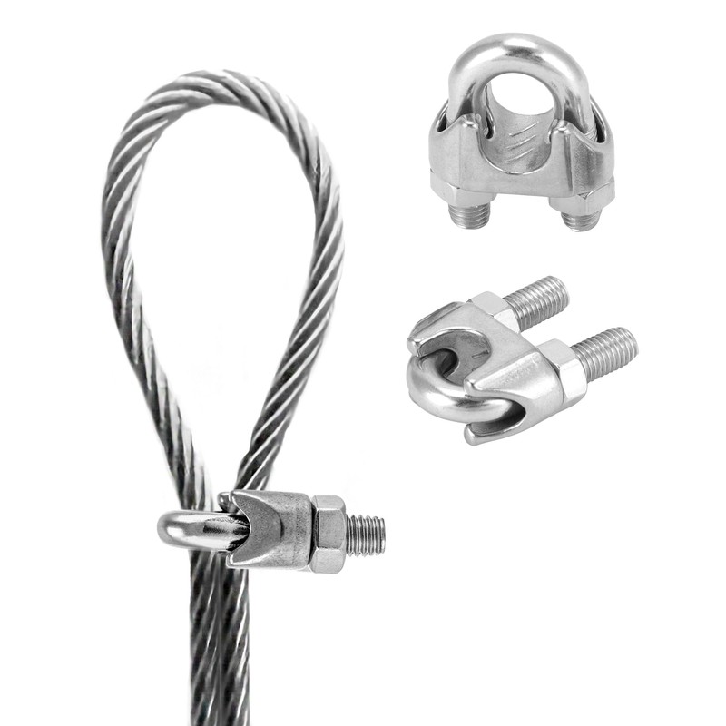 QWORK 5/8" Wire Rope Clamp Clip M16, 10 Pack Large