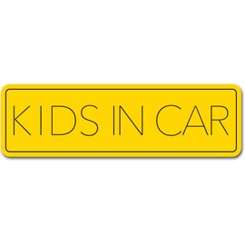 Kids Inker Magnet (Horizontal Simple Design) Kids in Car, Kids On Board Sticker, Sign, Simple, Yellow (Sticker)