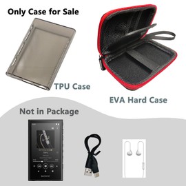 Hard Carrying Case and TPU Case for Sony NW-A306 Walkman Portable Digital Music Player, Screen Protector for Sony A306 Player Accessories(Only Case)