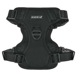 Puppia Jarek Dog Harness H Comfortable Sturdy Handle Adjustable Neck and Chest for Small and Medium Dogs - Black - XL
