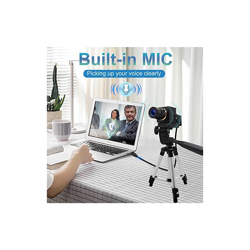ELP Cámara USB 4K con micrófono Zoom manual Cámara web