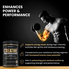 Creatine Monohydrate Powder - Unflavored Creatine for Pre Workout, Athletes & Everyday Fitness, Supports Muscle Buildup, Helps with Muscle Soreness for Older Adults, 425g