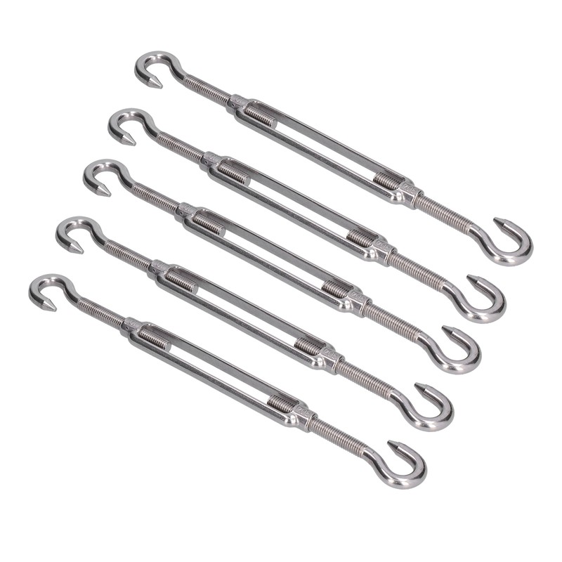 5Pcs Turnbuckle Hook and Hook Wire Rope Tension 304 Stainless