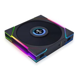 Lian Li UNI FAN TL140 LCD – 140mm ARGB PWM Fan with LCD Display, Black, Wireless Daisy-Chain, Dual-Zone RGB, Fluid Dynamic Bearing, Controller-Free Installation