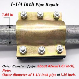 Water Pipe Repair Clamp for 1-1/4 inch Pipe(OD of The Applicable Pipe is 1.65 inch),Leak Sealer for Pipes and Plumbing,Length 4.72 inch,Suitable for PE/PPR Pipes,Steel/Iron Pipes