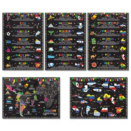 gisgfim 18 x 12 in Spanish Speaking Countries (with Map) Poster Set Spanish ESL Classroom Learning Materials Latin American Country Classroom Decorations Students and Teachers Spanish Learning Poster
