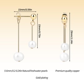 2pcs Pearl Drop Earrings, Double Pearl Dangle Earrings for Women Gold Drop Dangle Versatile Trendy Jewelry Gift Fashion Accessories for Any Occasion