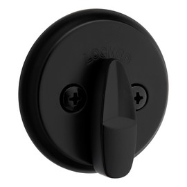 Kwikset 817 Deadbolt Lock, Matte Black Round Exterior Keyed Front Entry Door, Pick Resistant SmartKey Rekey Security, Single Cylinder Dead Bolt, with Microban Protection