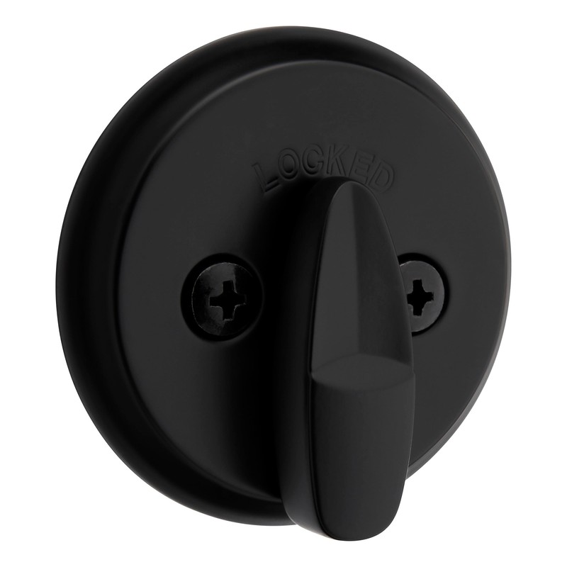Kwikset 817 Deadbolt Lock, Matte Black Round Exterior Keyed Front